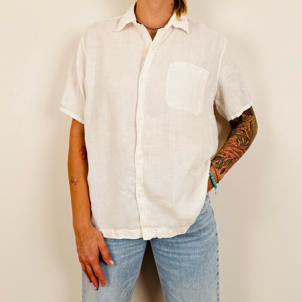 Banana Republic 100% linen button down shirt top short sleeve - Picture 3 of 7